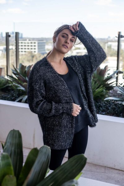 Lurex Cardigan Black