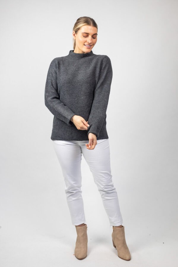 Soft Funnel Neck Jumper Grey - Image 3