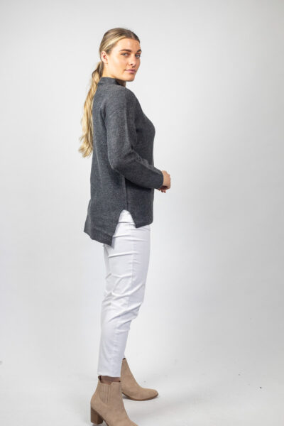 Soft Funnel Neck Jumper Grey