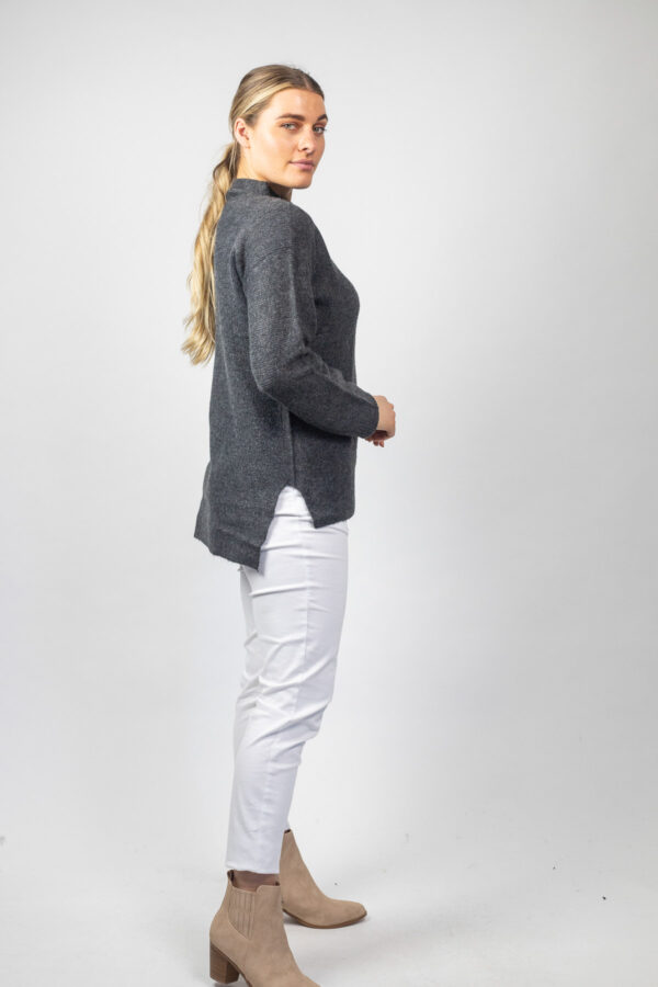 Soft Funnel Neck Jumper Grey - Image 2