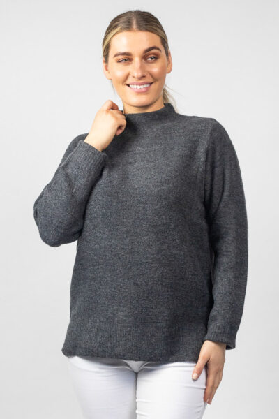 Soft Funnel Neck Jumper Grey