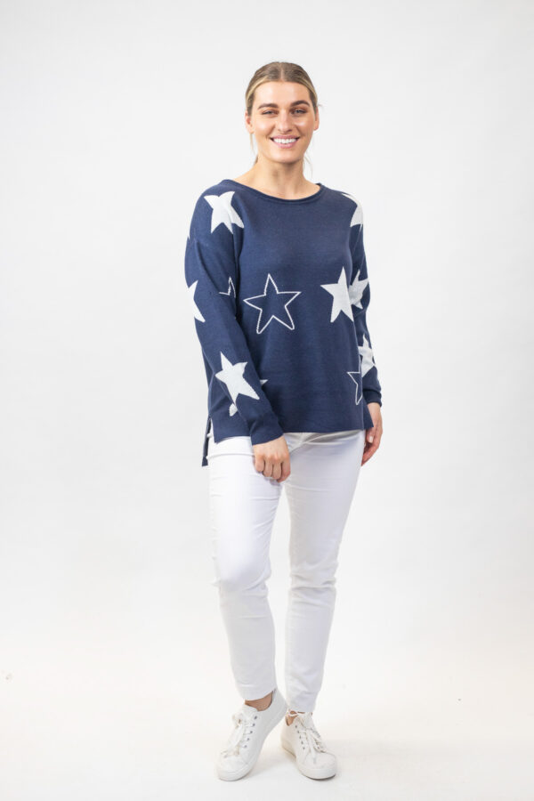 Star Motif Jumper Navy - Image 3