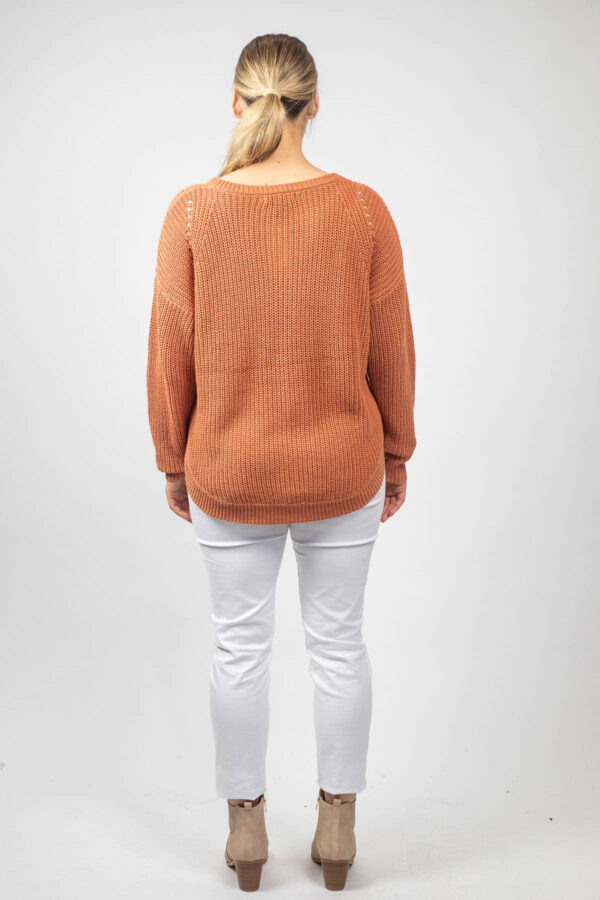 Cotton Cable Knit Jumper Copper - Image 4