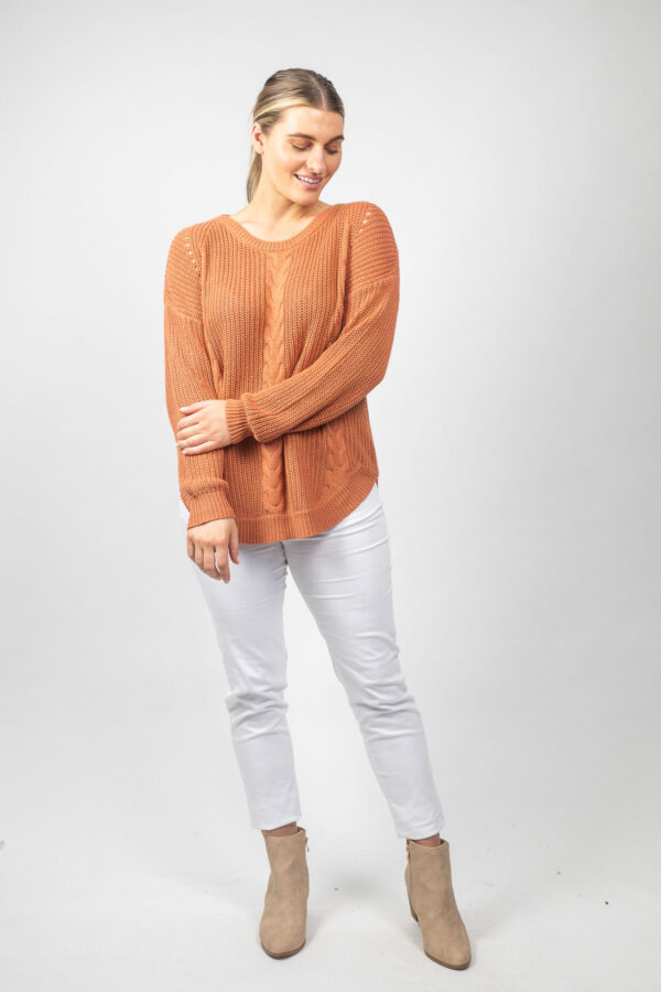 Cotton Cable Knit Jumper Copper - Image 3