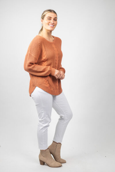 Cotton Cable Knit Jumper Copper