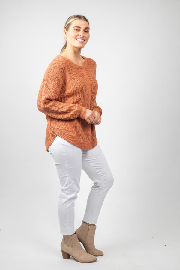 Cotton Cable Knit Jumper Copper - Image 2