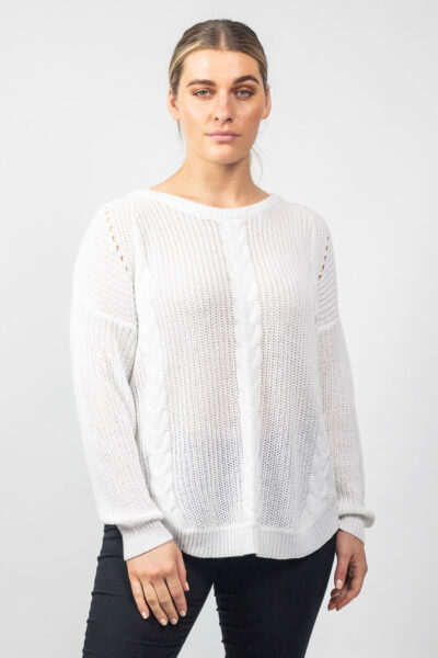 Cotton Cable Knit Jumper White