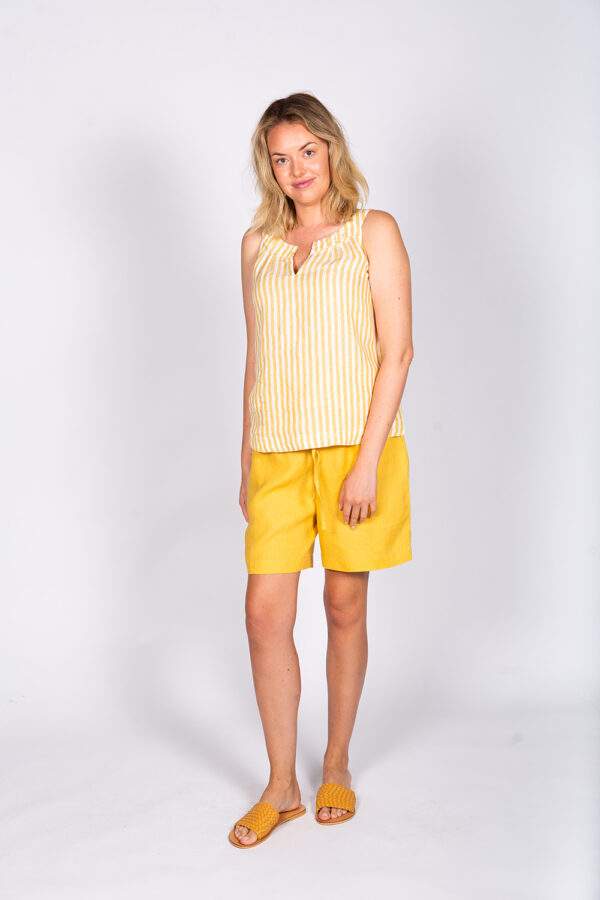 Thin Stripe Linen Singlet Gold - Image 3