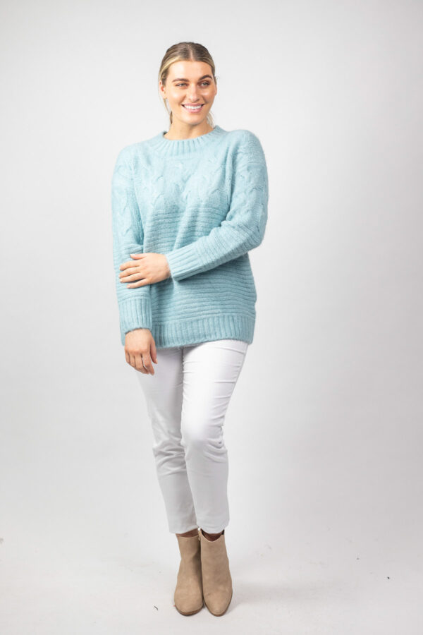Soft Cable Knit Jumper Sea - Image 4