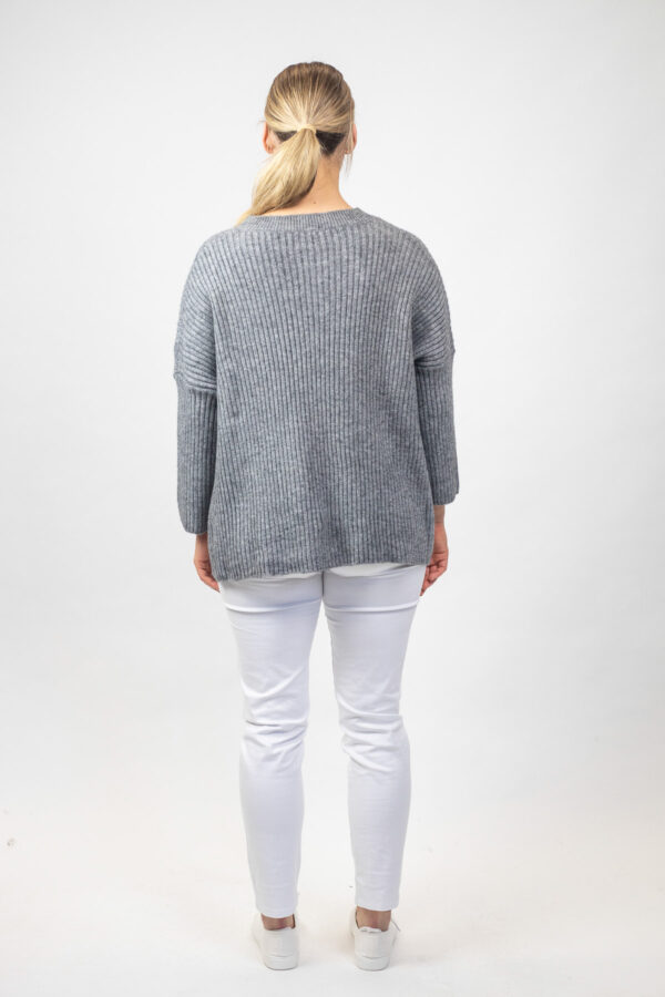 Ribbed High Low Jumper Grey - Image 4