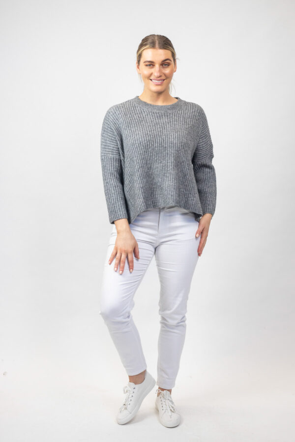 Ribbed High Low Jumper Grey - Image 3