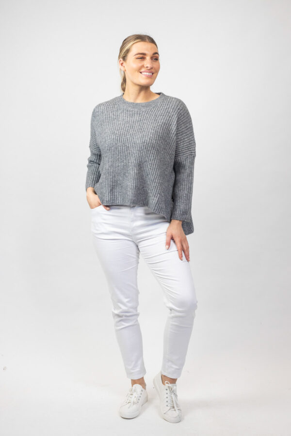 Ribbed High Low Jumper Grey - Image 2