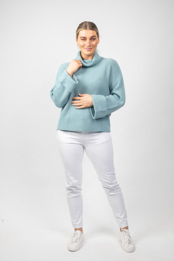 Cuffed Sleeve Jumper Sea - Image 3